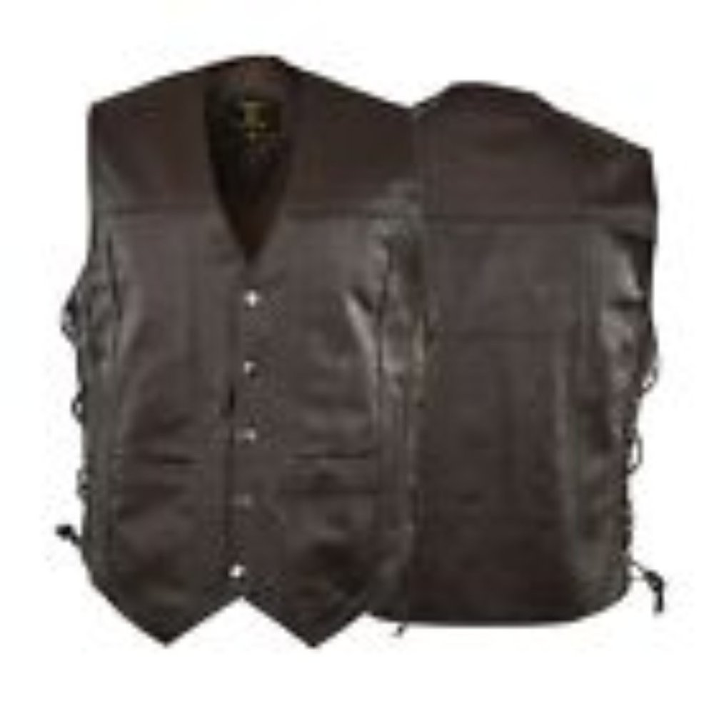 3x Brown Leather Vest Conceal Carry Leather Vest sz 4x Biker Motorcycle READ
